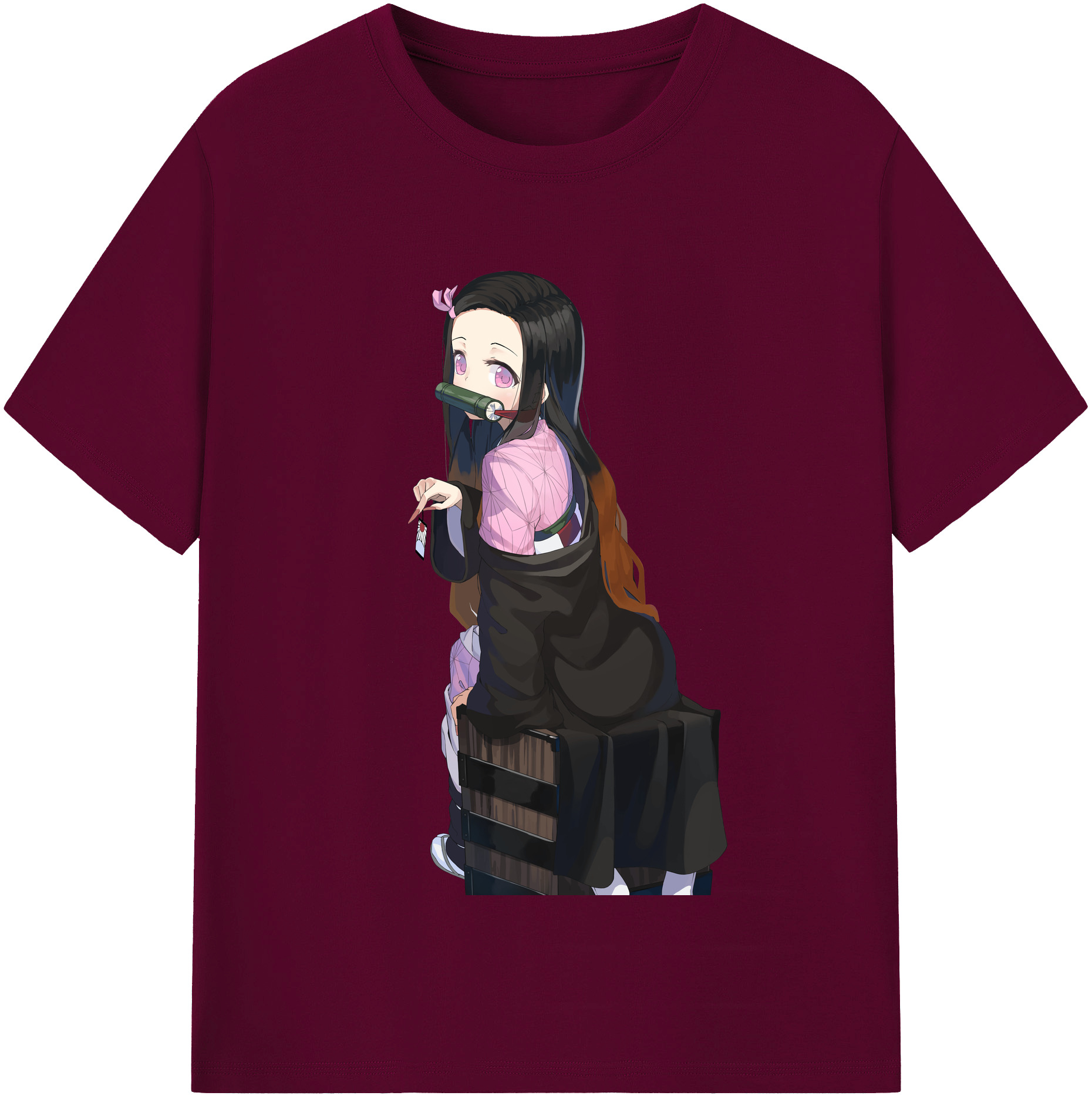 （画像用） 鬼滅の刃（きめつのやいば）竈門 禰󠄀豆子／かまど ねずこ Kamado Nezuko レディースカジュアルプリントTシャツ（綿100％）